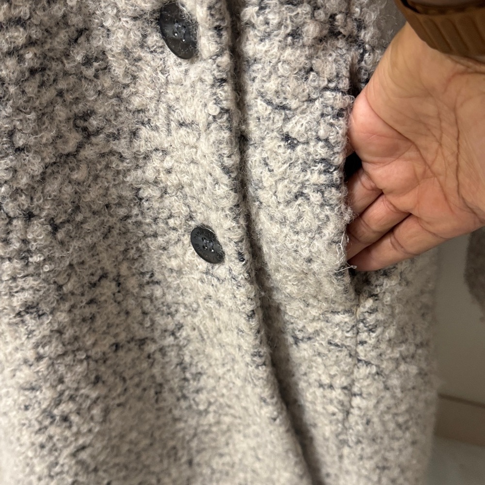 Cole Haan Cream Textured Wool Blend Coat - Picture 6 of 9
